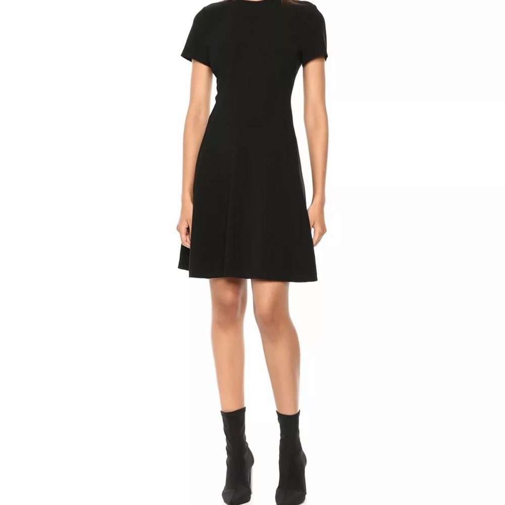 THEORY Modern Seamed Shift Dress Black Crepe 12